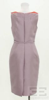 Carolina Herrera Lilac Silk & Persimmon Trim Belted Sleeveless Dress