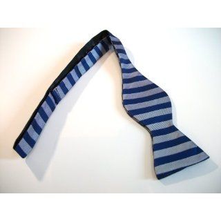Marlon Garci 100% Silk Blue and Grey Vertical Stripe Self