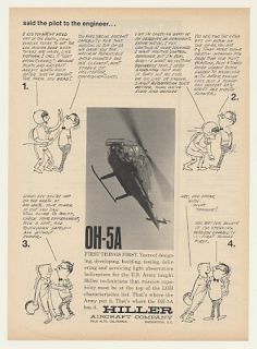 1964 US Army Hiller Oh 5A Helicopter Pilot Engineer Ad