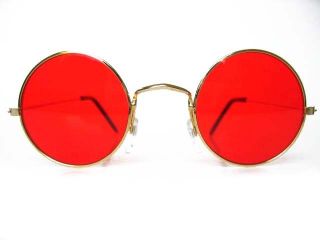 Round John Glasses Hippie Sunglasses 60s Hippie Red
