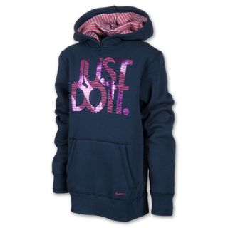 Kids Nike YA 76 JDI Hoodie Obsidian/Rave Pink