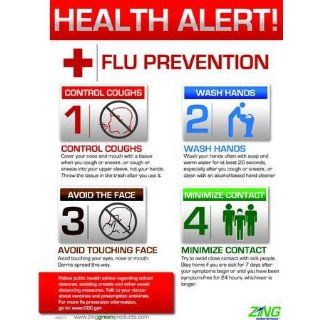 ZING 5011 Safety Poster,22 x 16In,Flu Prevention Office