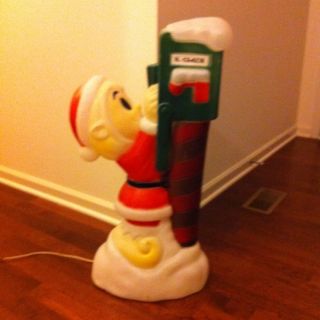 Vintage Empire Christmas Blow Mold Elf 34 Tall Santas Mailbox Plastic