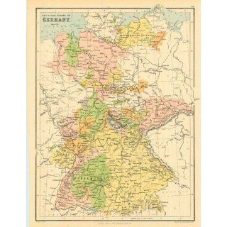 Bartholomew 1858 Antique Map of the Minor States of