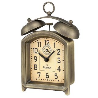 New Bulova Holgate Wind Up 36 Hour Alarm Clock Antiqued Bronze Finish
