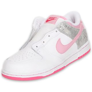 Nike Preschool Dunk Low Slip On White/Pink/Silver