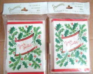 Vintage NIP Fravessi Holiday Holly Christmas Party Invitations 20