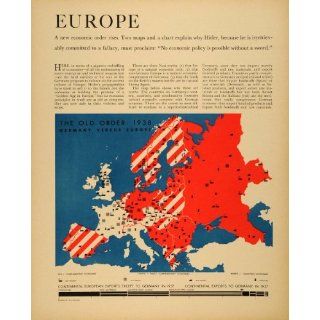 1942 Print Map Europe Wartime Third Reich World War II