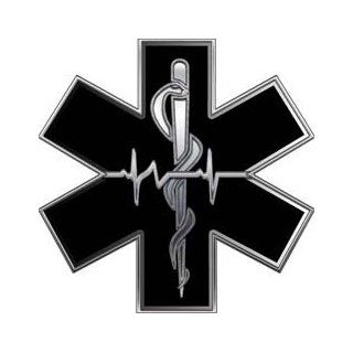 Silver EMT EMS Star Of Life With Heartbeat   6 h