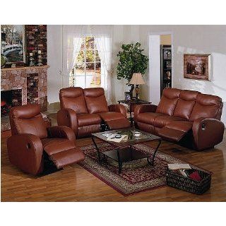 3pc Brown Leather Motion Recliner Loveseat Sofa & Chair