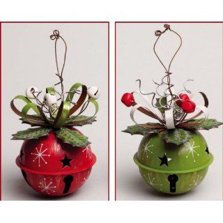 Metal Jingle Bell Ornament Red/Green, 4.75X4.75X7.5 Inches