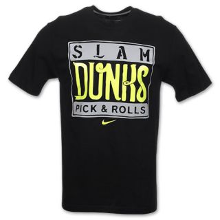 Nike Slam Dunks Mens Tee Shirt Black/Volt