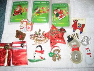 Vintage Lot of 16 Christmas Holiday Lapel Coat Pins