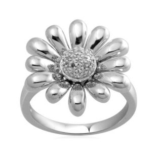 Sterling Silver Sunflower Ring (1/10 cttw, I J Color, I3 Clarity