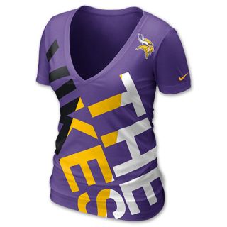 Nike NFL Minnesota Vikings Off Kilter Womens V Neck Tee Shirt