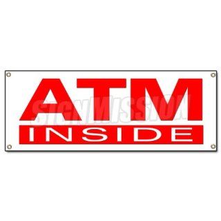 ATM INSIDE BANNER SIGN cash machine money automatic teller