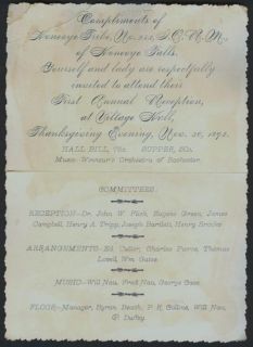 1893 Iorm Indian Party Invitation Card Honeoye Falls NY