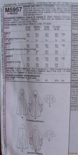 McCalls Pattern 5957 Full Length Cape Hooded Mens Womens s M L XL