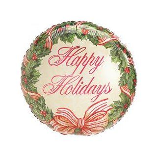 Happy Holidays Wreath Highland Glen Red White Striped