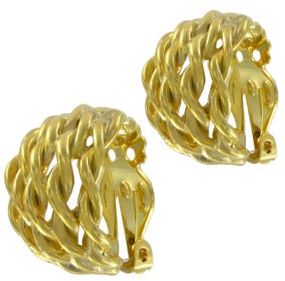 New Gold Tone Rope Hoop Clip on Earrings