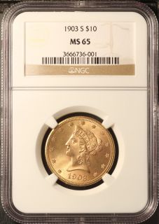 1903 s $10 Gold Eagle NGC MS 65