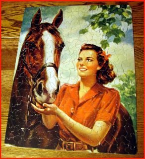  Guild Whitman 300 Piece Jigsaw Puzzle Complete Horse and Woman