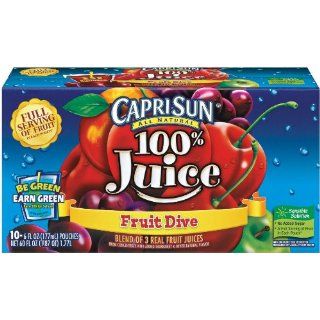Capri Sun 100% Juice, Fruit Dive, 10 Count, 6 Ounce Pouches (Pack of 4