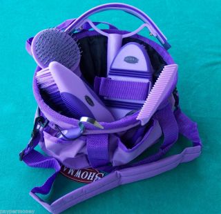 DELUXE HORSE GROOMING KIT Purple BRUSH MANE COMB CURRY PICK SWEAT