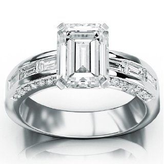 Channel Set Baguette And Round Diamond Engagement Rings with a .73