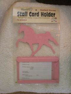 Pink Brand New Metal Walking Horse Stall Card Holder