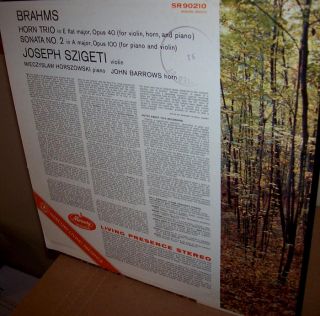 Szigeti Barrows Horszowski 60s Brahms Horn Trio Mercury SR 90210