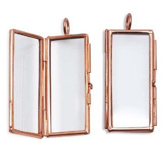 Copper Plated Hinged Glass Window Locket Pendant Rectangle