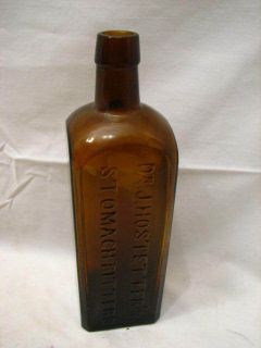 Dr J Hostetters Stomach Bitters Amber Bottle Medicine