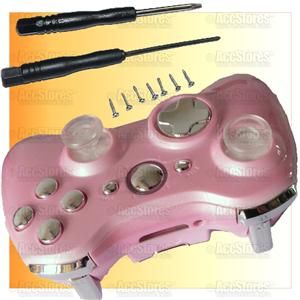 Xbox 360 Wireless Controller Shell Case Button Pink / Chrome Custom