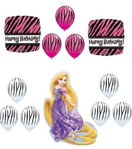 Hot Pink Zebra Stripe Birthday Party Supplies Tangled Black Balloons