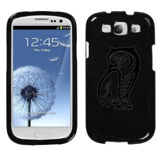 black tribal owl design on black phone case for samsung