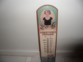 Vintage Thermometer Advertising Maxwell House Coffee Done in wood and