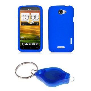 Blue Gel Skin Case + Atom LED Keychain Light for HTC One X