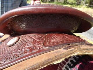 17 Seat Used Billy Cook Western Cutting Saddle #73534 Floral & Basket