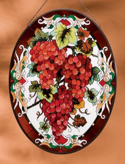 Red Grapes Vineyard Winery Wine Oval 14x19 Suncatcher