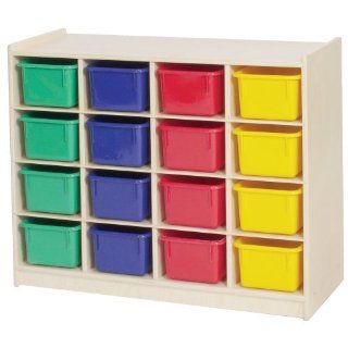 16 Tray Cubby Storage (with Short Multi Colored Plastic
