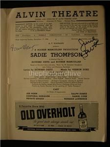 44 Lyricist Howard Dietz June Havoc Sadie Thompson Signed Theatre