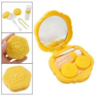 Rosallini Yellow Rose Shaped Plastic Contact Lens Case w