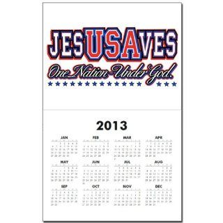 Calendar Print w Current Year USA Jesus Saves One Nation