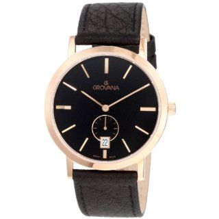 Grovana Mens 1050.1567 Classic Rose Gold Analog Black Watch Watches