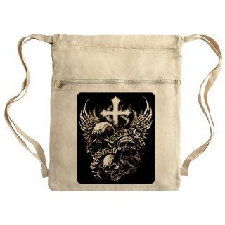 Messenger Bag Sack Pack Khaki God Is My Judge Skulls Cross