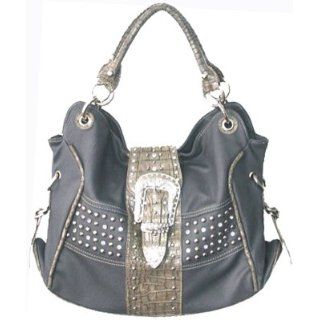 Designer Inspired Cowgirl Front Flap Hobo Grey Clothing