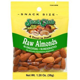 Snak Club Raw Almonds, 1.25 Ounce Bags (Pack of 12) 
