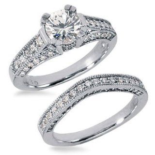 0.92 Carats Diamond Engagement Ring Set Jewelry