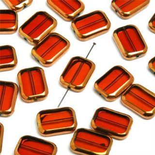 23mm Copper Plated Coffee Rectangle Glass Cathedral Beads